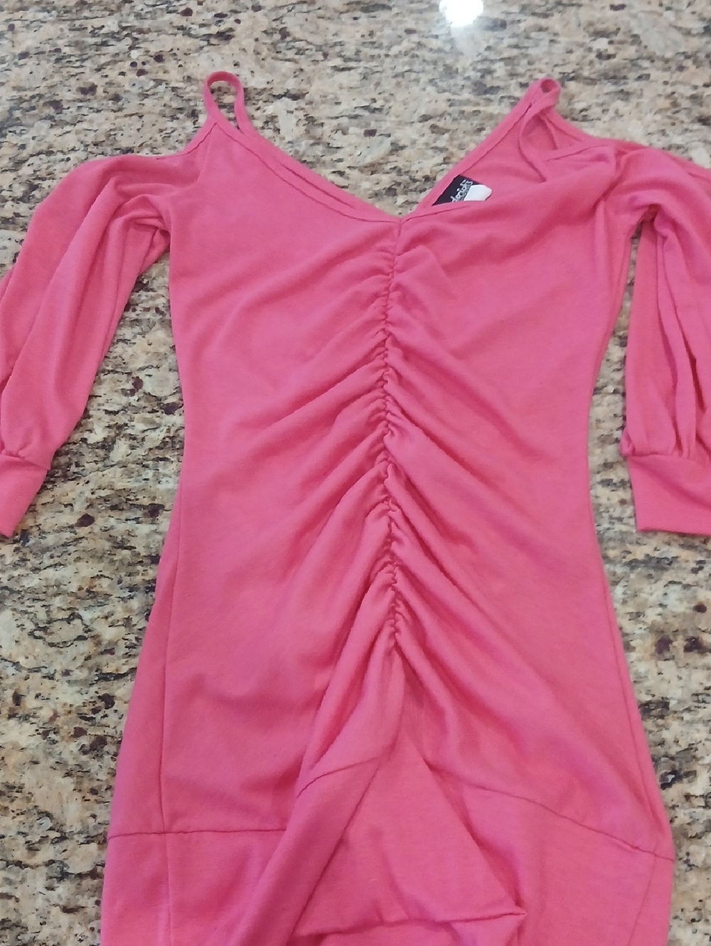 Fredericks Of Hollywood Pink Ruched Front Bodycon Top